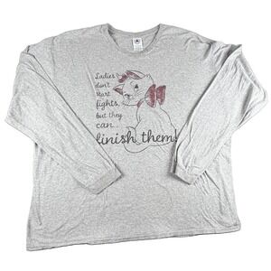Delta Soft Shirt Mens 3XL Gray Marie Aristocats Graphic Long Sleeve Tee